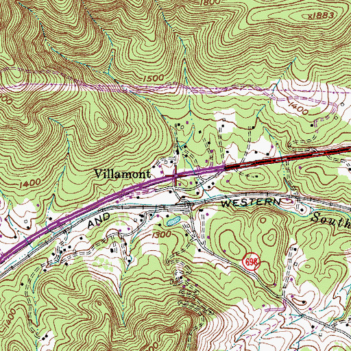 Topographic Map of Villamont, VA