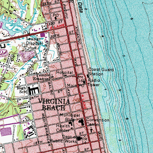 Topographic Map of Virginia Beach, VA