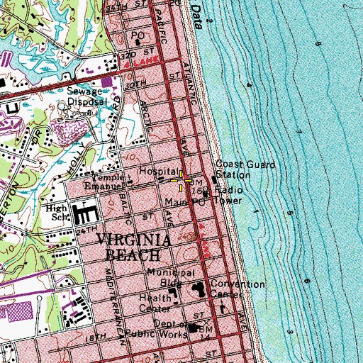 Topographic Map of Virginia Beach, VA