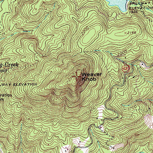 Topographic Map of Weaver Knob, VA