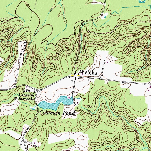 Topographic Map of Welchs, VA