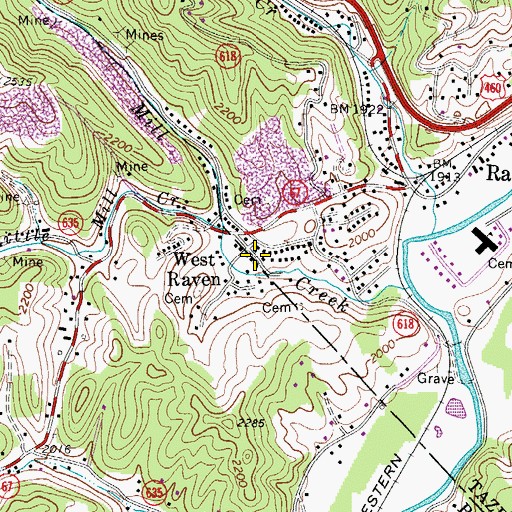 Topographic Map of West Raven, VA