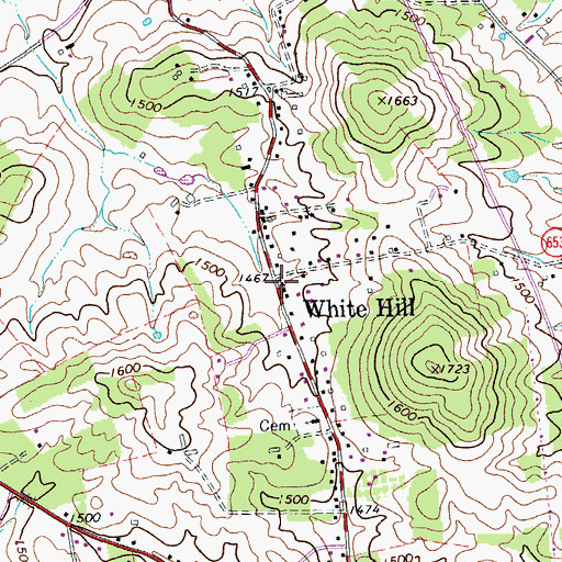 Topographic Map of White Hill, VA