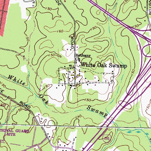 Topographic Map of White Oak Swamp, VA