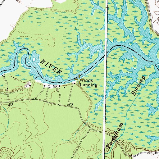 Topographic Map of Winns Landing, VA