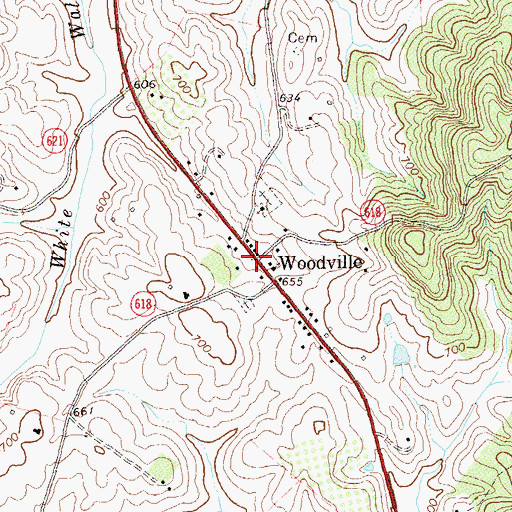 Topographic Map of Woodville, VA