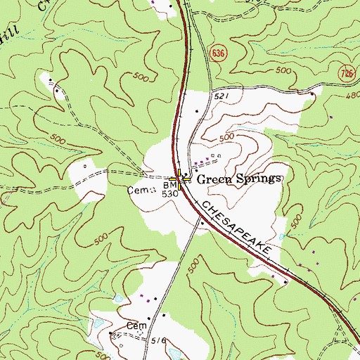 Topographic Map of Green Springs Depot Post Office, VA