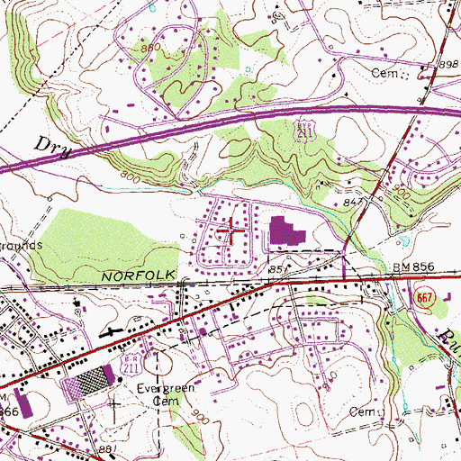 Topographic Map of Brookside, VA