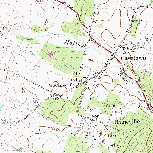 Topographic Map of Mount Carmel Baptist Church Cemetery, VA