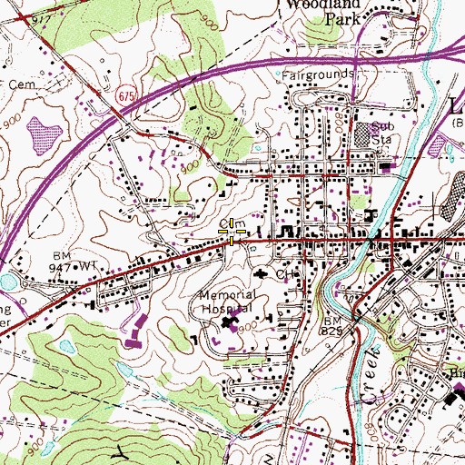 Topographic Map of Old County Cemetery, VA
