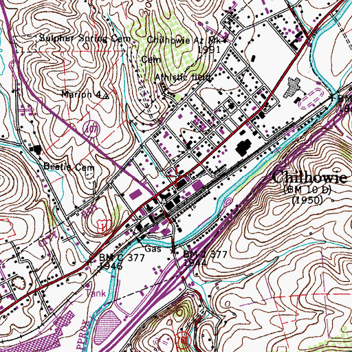 Topographic Map of Chilhowie Town Hall, VA