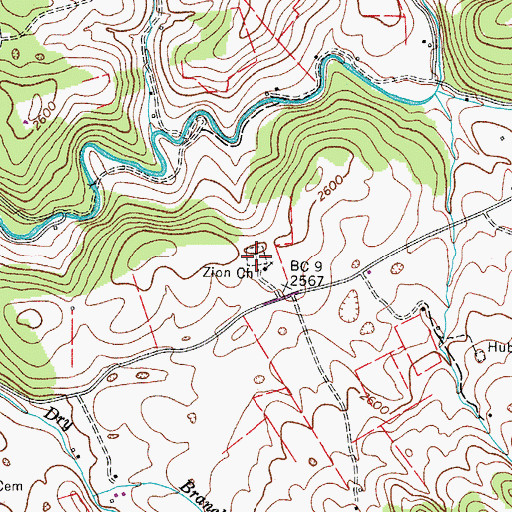 Topographic Map of Zion Cemetery, VA