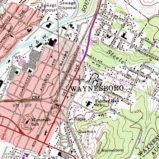 Topographic Map of First Church of God, VA