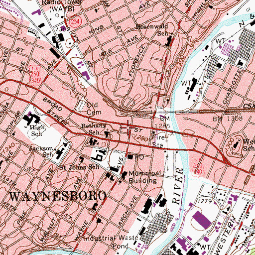 Topographic Map of Hamilton-Cook Colonnade Shopping Center, VA