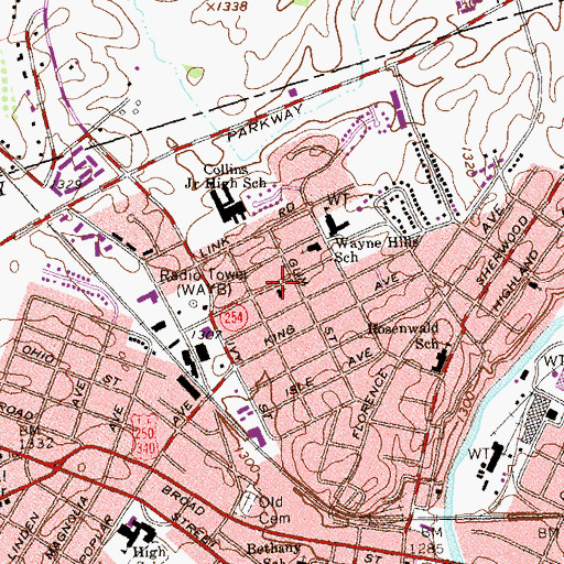 Topographic Map of Wayne Hills Baptist Church, VA