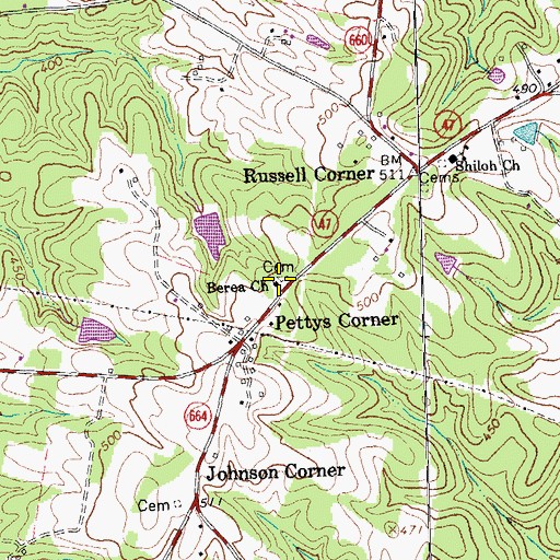 Topographic Map of Berea Cemetery, VA