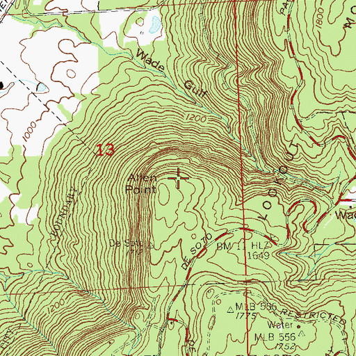 Topographic Map of Allen Point, AL