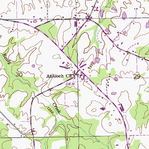 Topographic Map of Antioch Church, AL
