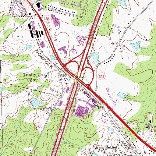 Topographic Map of Interchange 12, VA