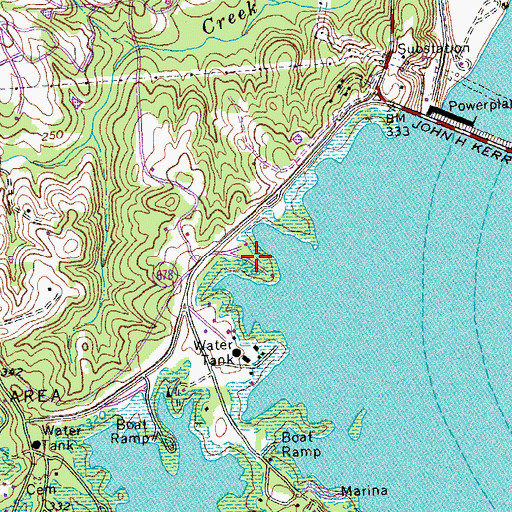 Topographic Map of Kerr Reservoir Management Center, VA