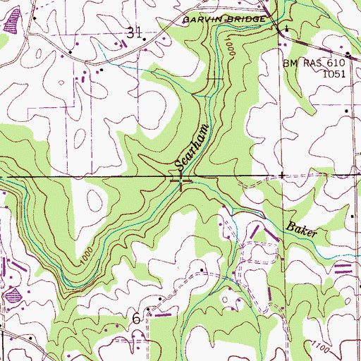 Topographic Map of Baker Branch, AL