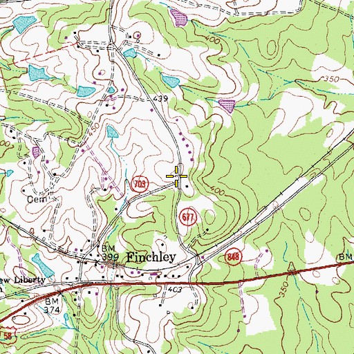 Topographic Map of Saint Johns Church (historical), VA