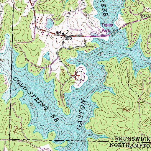 Topographic Map of Brunswick Estates, VA