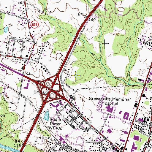 Topographic Map of Belfield Marketplace Shopping Center, VA