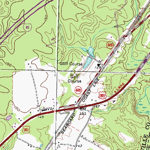 Topographic Map of Emporia Country Club, VA
