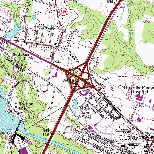 Topographic Map of Interchange 11, VA