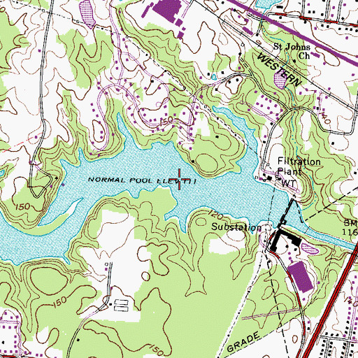 Topographic Map of Meherrin River Reservoir, VA
