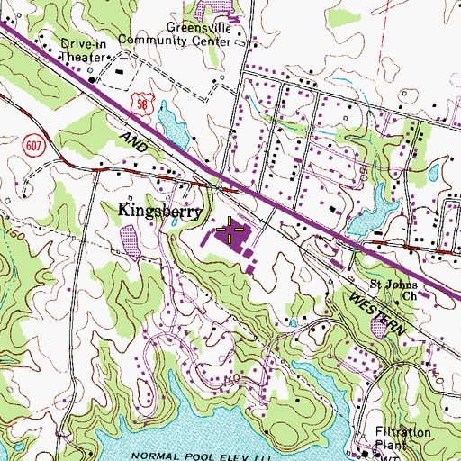 Topographic Map of Southside Virginia Community College - Wrenn Campus, VA