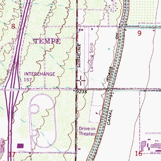 Topographic Map of Sanders Airport (historical), AZ