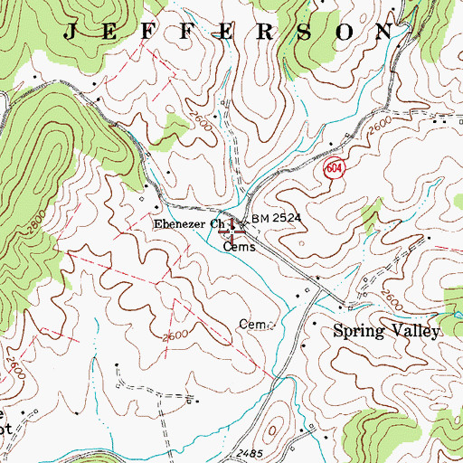 Topographic Map of Ebenezer Cemetery, VA