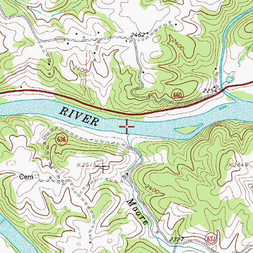 Topographic Map of Moore Ferry (historical), VA