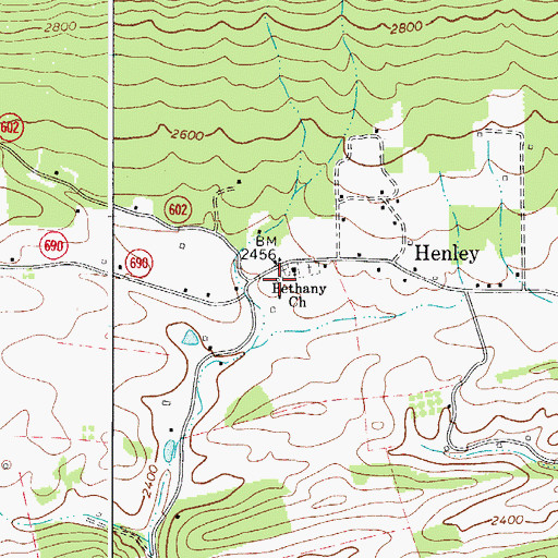 Topographic Map of Henley School (historical), VA