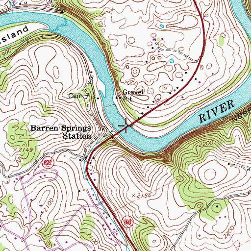 Topographic Map of Leander Sanders Calfee Memorial Bridge, VA