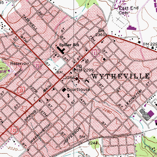 Topographic Map of Wytheville Baptist Church, VA