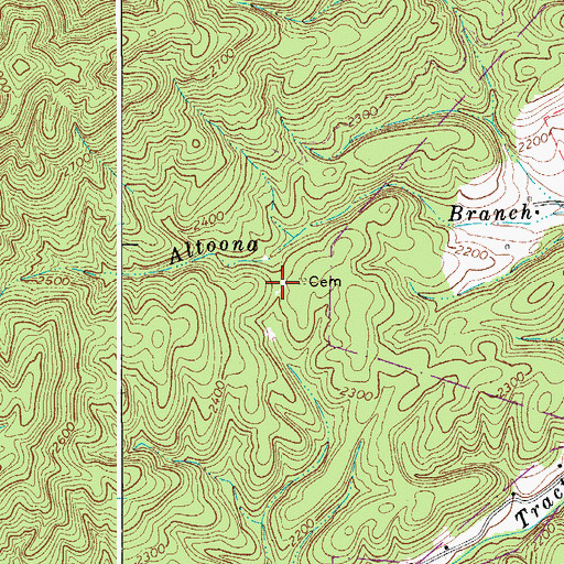 Topographic Map of Altoona Mines (historical), VA