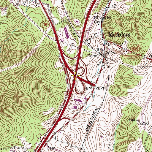 Topographic Map of Interchange 94, VA