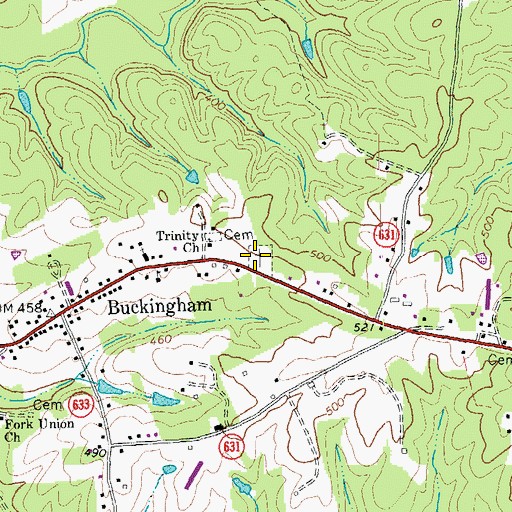 Topographic Map of Buckingham Community Cemetery, VA