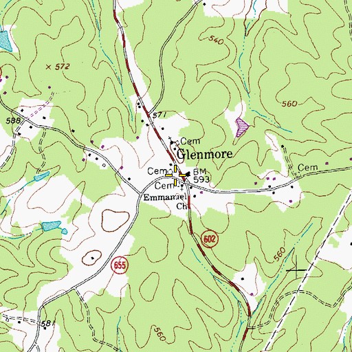 Topographic Map of Glenmore Post Office (historical), VA