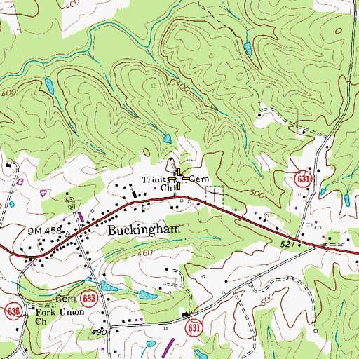 Topographic Map of Trinity Cemetery, VA