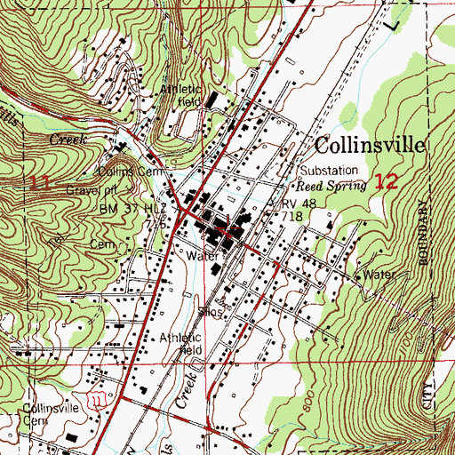 Topographic Map of Collinsville, AL