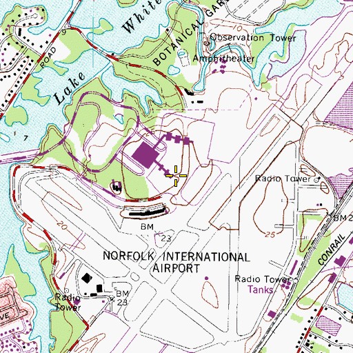 Topographic Map of Norfolk International Airport, VA