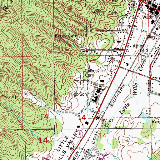 Topographic Map of Collinsville Cemetery, AL