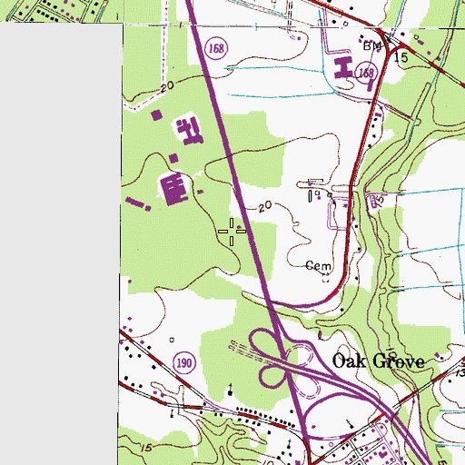 Topographic Map of Chesapeake General Hospital Heliport, VA