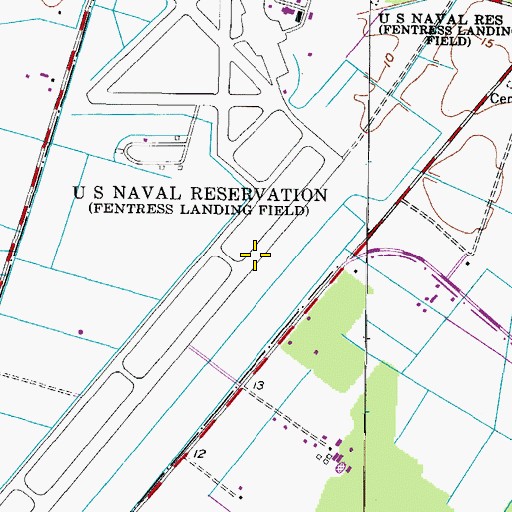 Topographic Map of Fentress Naval Auxiliary Field, VA