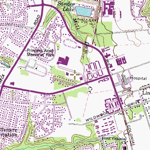 Topographic Map of Lynnhaven Heliport, VA