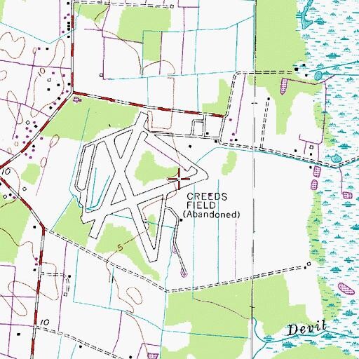 Topographic Map of Creeds Heliport, VA